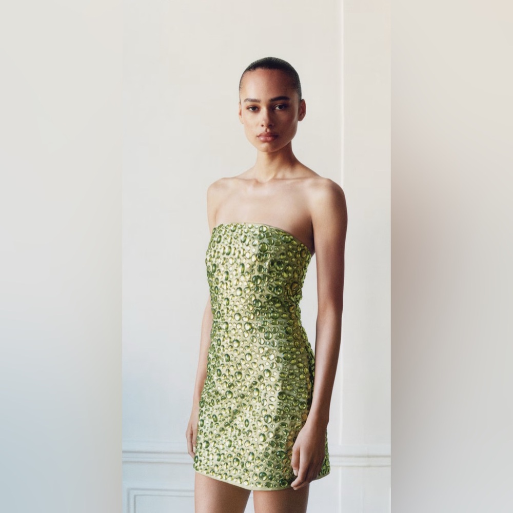 Elegant mango capsule STRAPLESS CRYSTAL DRESS